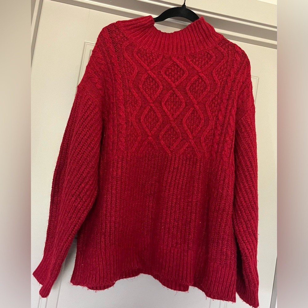A New Day Red Chunky Cozy Knit Sweater Large - Picture 1 of 3